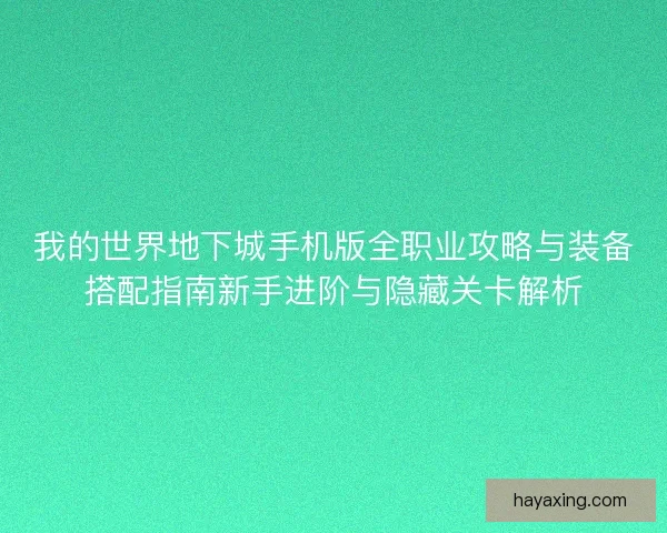我的世界地下城手机版全职业攻略与装备搭配指南新手进阶与隐藏关卡解析